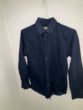 Canali Men's Dark Navy Button-Down Dress Shirt